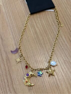 Medina Gold-Tone Moon Charm celestial Necklace -